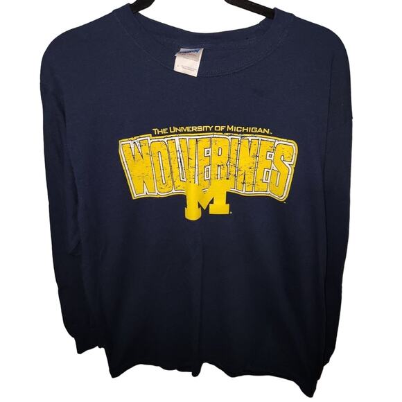 University of Michigan Blue Football Unisex Long‎ Sleeve Shirt Size Large - Picture 2 of 7